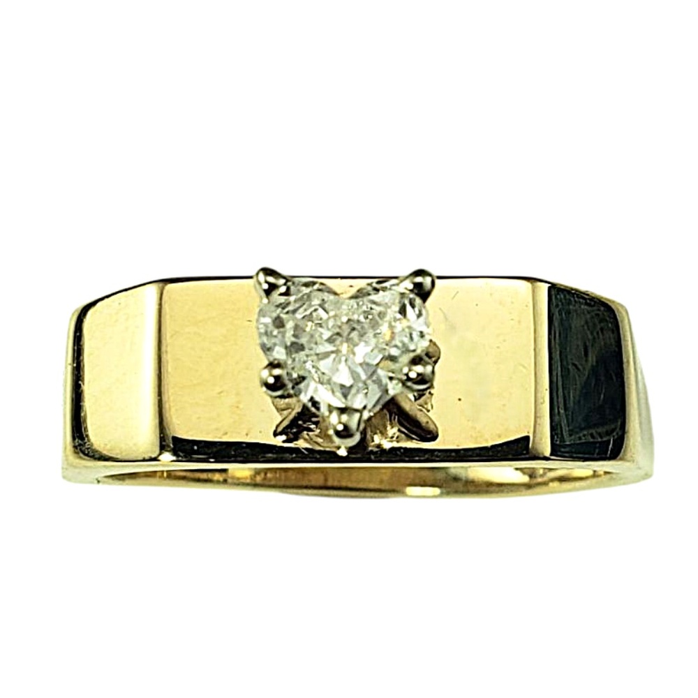 14 Karat Yellow Gold Heart-Shaped Diamond Engagement Ring Size 8 #21439